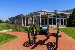 Sharpsburg, MD, USA - May 23, 2018: The National Park Service Antietam National Battlefield Visitor Center is located at the battlefield.