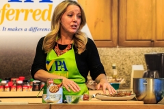 Harrisburg, PA -  January 8, 2017: Cookbook author and Celebrity Chef Melissa d'Arabian, prepares eggplant meatballs - with no meat - during a cooking demonstration at the PA Farm Show.