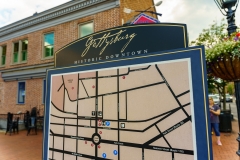 Gettysburg, PA, USA - July 4, 2021: A street map in the historic town helps visitors find important sights in Gettysburg.