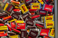 Hershey, PA, USA - December 11, 2018:  Closeup of Hershey Chocolate Miniatures candy bars.