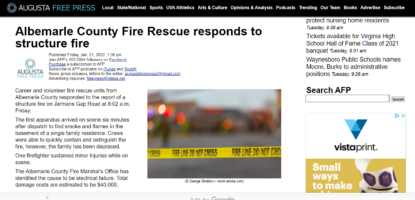 Augusta Free Press Uses George Sheldon Fire Line Photo