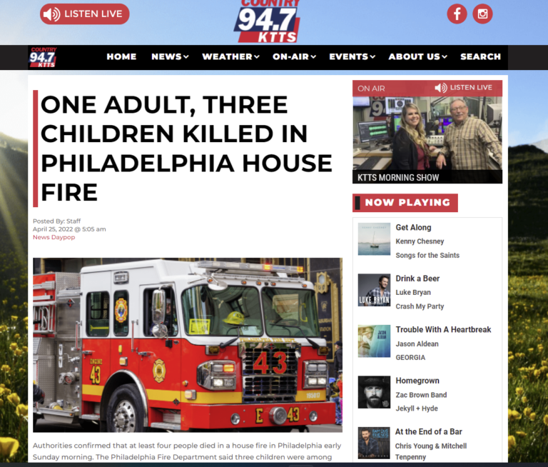 Radio Stations using George Sheldon Image for Tragic Philadelphia Fatal Fire News Story