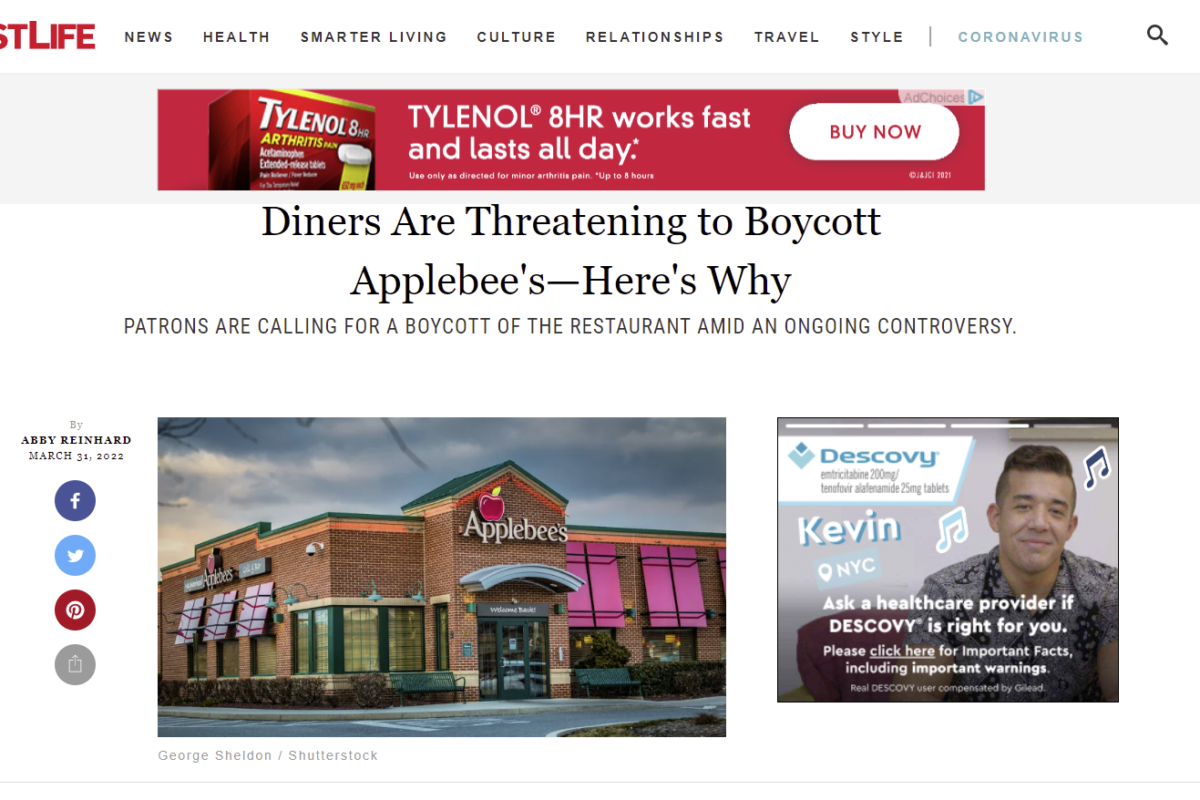 Another Licensed Use of Applebees Editorial Image
