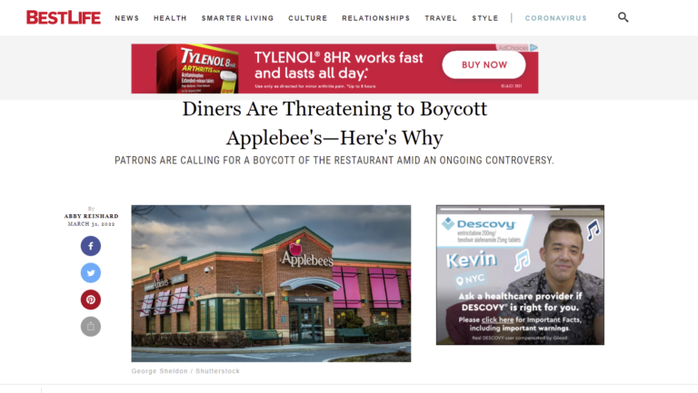 Another Licensed Use of Applebees Editorial Image