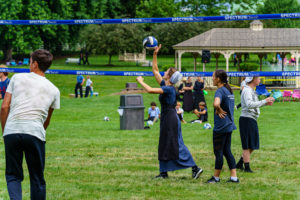 Amish Youths Playing Volleyball