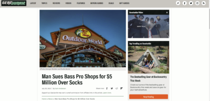 GearJunkie Uses George Sheldon Photo of Bass Pro Shops for News Story