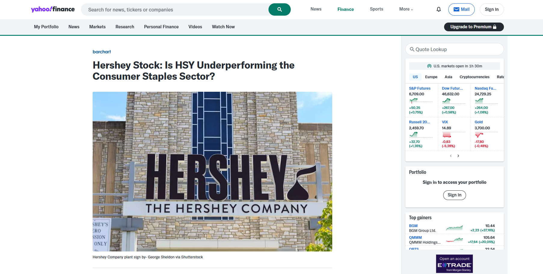 George Sheldon's Editorial Photo of Hershey used by Yahoo Finance