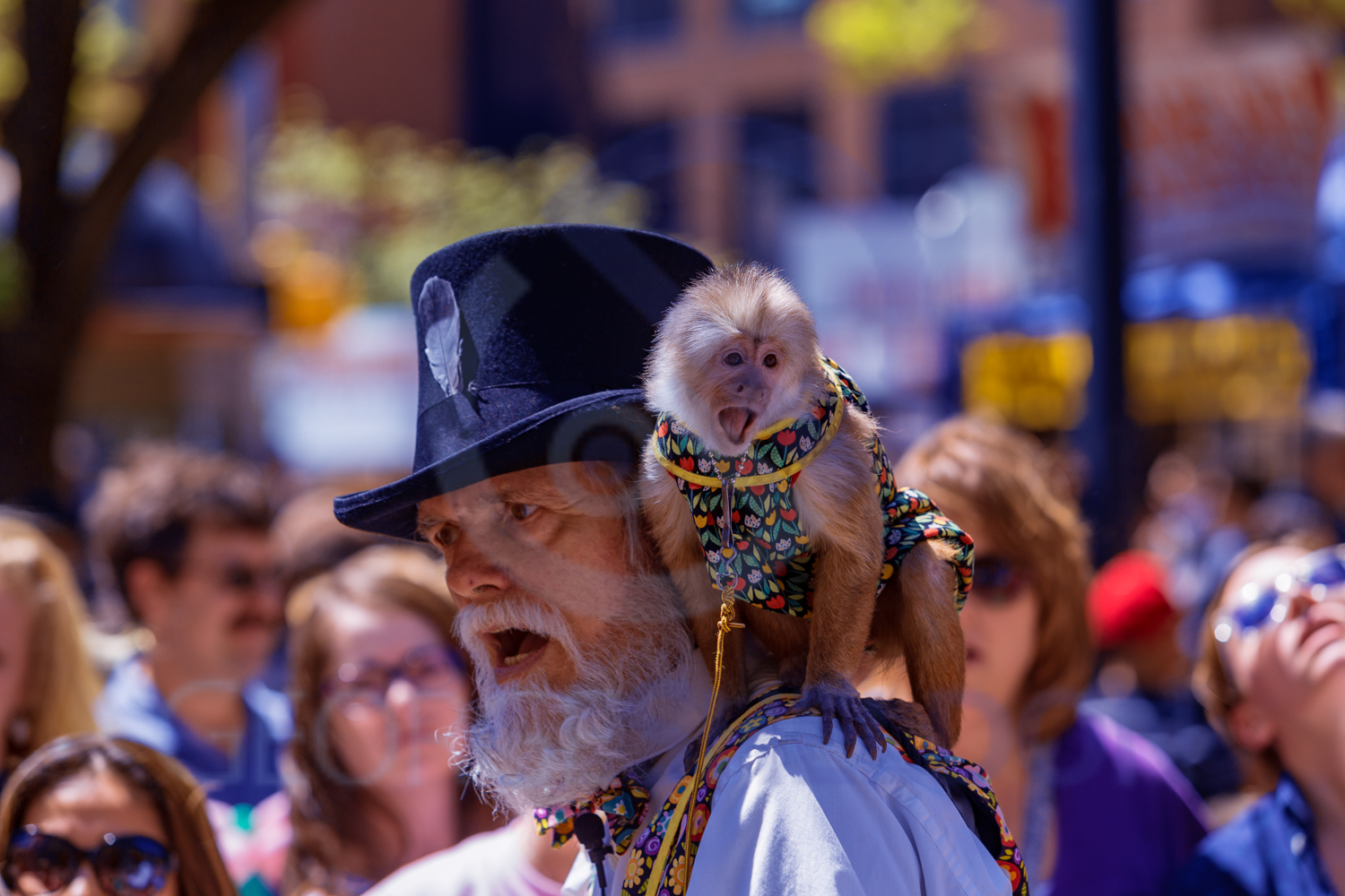 A man and his monkey.
