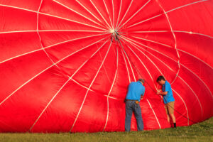 Working on the balloon.