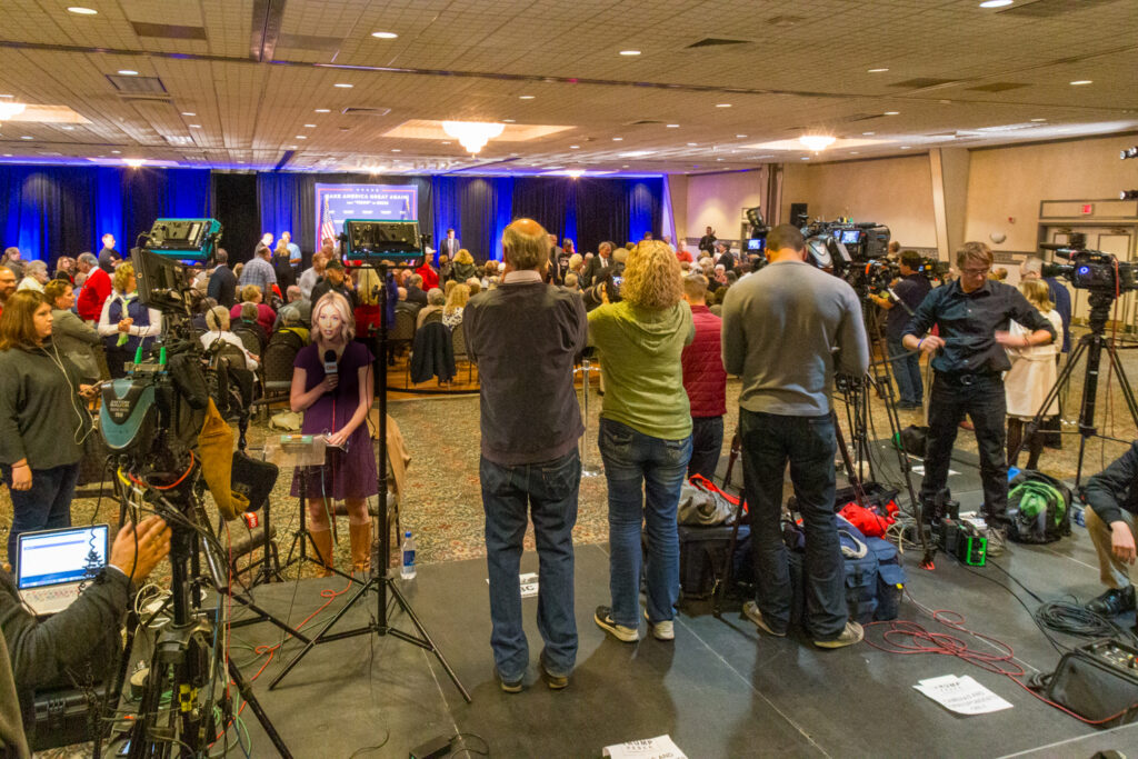 Media at campain event.