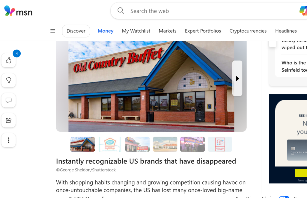 Screenshot of blog post about George Sheldon’s editorial photography documenting forgotten American brands.